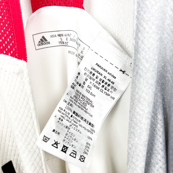 Adidas White Grey & Pink Racerback Athletic Top with Built-In Sports Bra - Picture 2 of 12